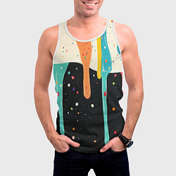Майка-безрукавка мужская Разноцветные капли текстура, цвет: 3D-белый — фото 2