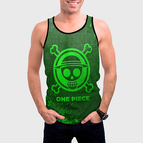 Мужская майка без рукавов One Piece - green gradient / 3D-Черный – фото 3