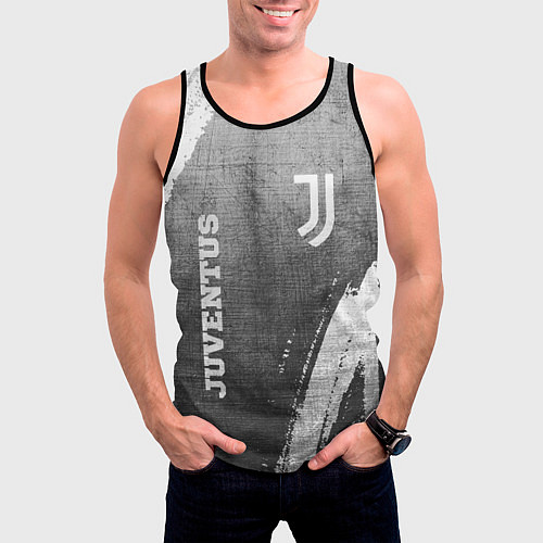 Мужская майка без рукавов Juventus - grey gradient вертикально / 3D-Черный – фото 3
