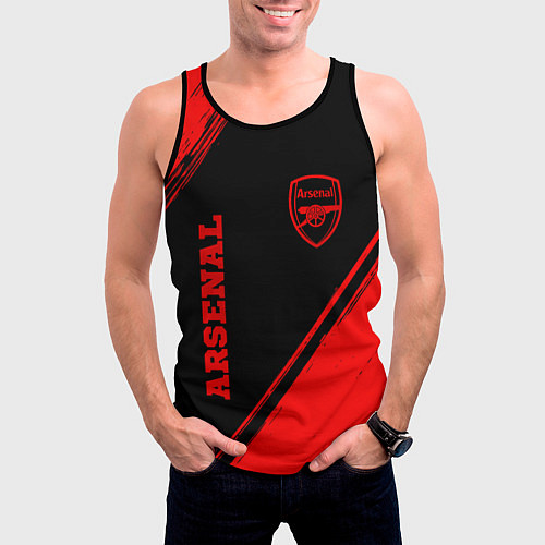 Мужская майка без рукавов Arsenal - red gradient вертикально / 3D-Черный – фото 3