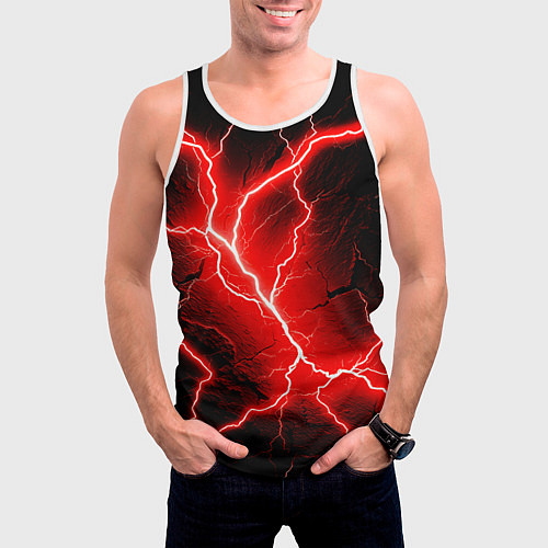 Мужская майка без рукавов Lightning / 3D-Белый – фото 3