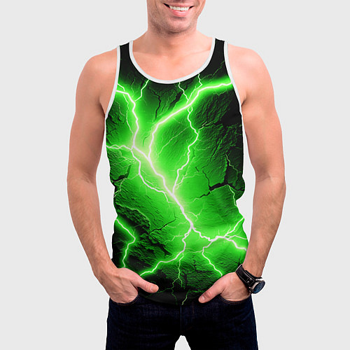 Мужская майка без рукавов Color green black / 3D-Белый – фото 3