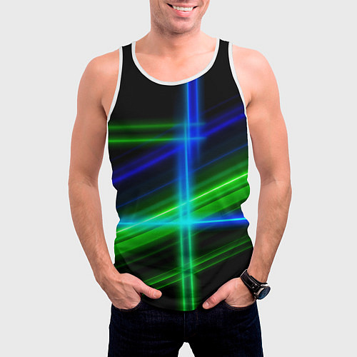 Мужская майка без рукавов Color blue black green / 3D-Белый – фото 3