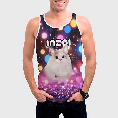 Мужская майка без рукавов Inzoi кошечка и логотип / 3D-Белый – фото 3