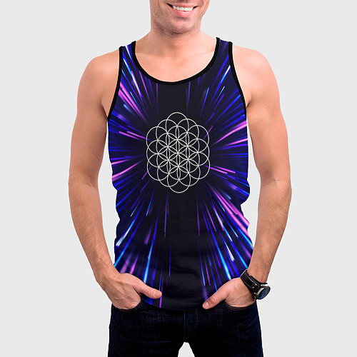 Мужская майка без рукавов Coldplay neon energy / 3D-Черный – фото 3