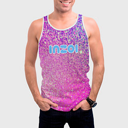 Майка-безрукавка мужская Inzoi лого и розовые блестки, цвет: 3D-белый — фото 2