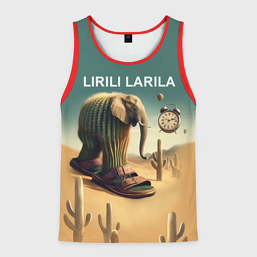 Мужская майка без рукавов Слон кактус - брейнрот мем / 3D-Красный – фото 1