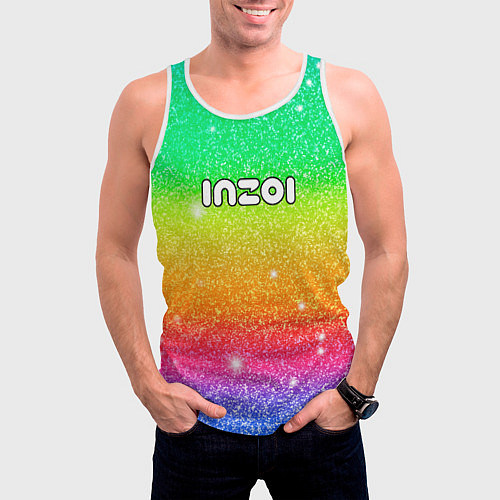 Мужская майка без рукавов Inzoi блестящий радужный фон / 3D-Белый – фото 3