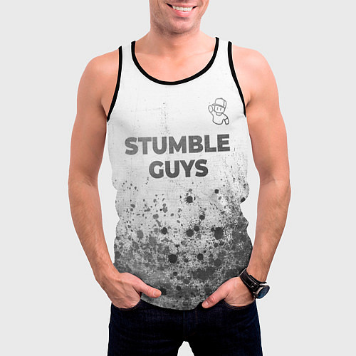 Мужская майка без рукавов Stumble Guys - white gradient посередине / 3D-Черный – фото 3