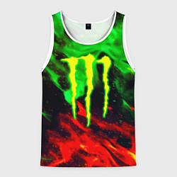 Майка-безрукавка мужская Monster energy огонь лого, цвет: 3D-белый
