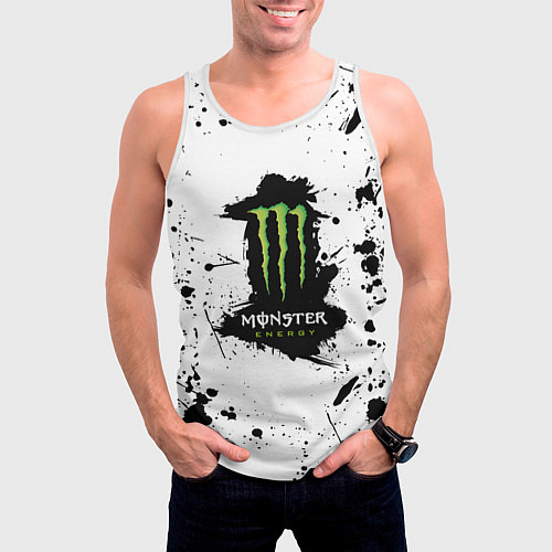 Мужская майка без рукавов Monster energy брызги красок / 3D-Белый – фото 3