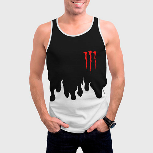 Мужская майка без рукавов Monster energy red logo / 3D-Белый – фото 3