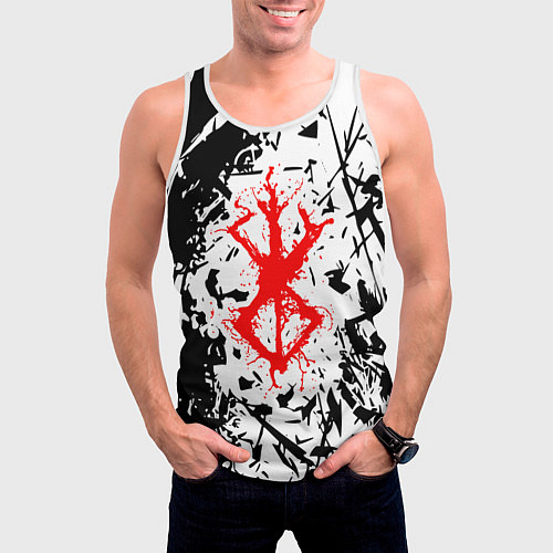 Мужская майка без рукавов Берсерк маска брызги / 3D-Белый – фото 3
