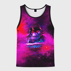 Майка-безрукавка мужская Космонавт в космическом море, цвет: 3D-черный