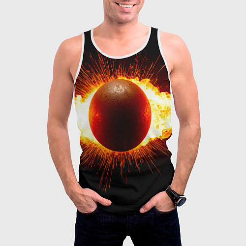Мужская майка без рукавов Ядро для талкания в огне / 3D-Белый – фото 3
