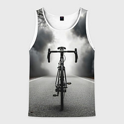 Майка-безрукавка мужская Шоссейный велосипед в черном дыму, цвет: 3D-белый