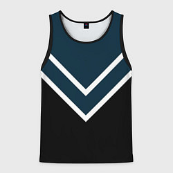 Майка-безрукавка мужская Синий с чёрным и белые полосы, цвет: 3D-черный