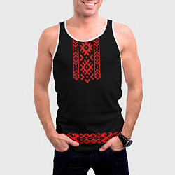 Майка-безрукавка мужская Славянский узор и орнамент на черном - вышиванка р, цвет: 3D-белый — фото 2