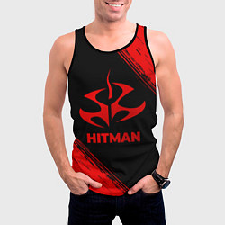 Майка-безрукавка мужская Hitman - red gradient, цвет: 3D-черный — фото 2