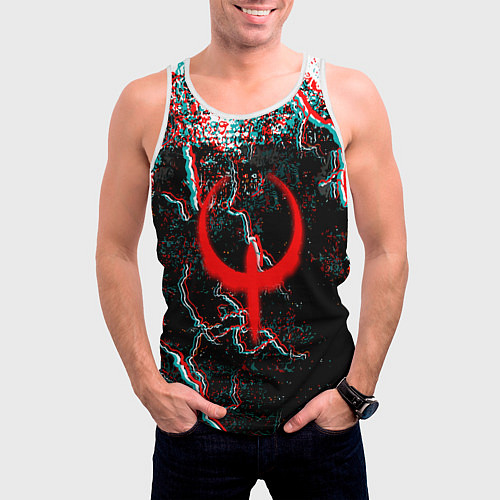 Мужская майка без рукавов Quake молнии шторм глитч / 3D-Белый – фото 3