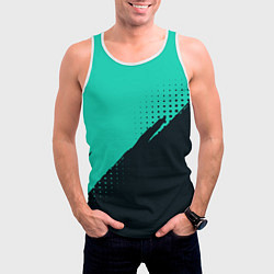 Майка-безрукавка мужская Color black light blue, цвет: 3D-белый — фото 2