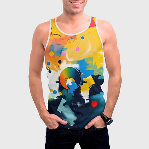 Мужская майка без рукавов Абстракция в деталях / 3D-Белый – фото 3