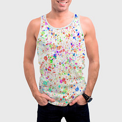 Майка-безрукавка мужская Белый с разноцветными брызгами, цвет: 3D-белый — фото 2