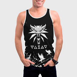 Майка-безрукавка мужская Ведьмак дикие птицы, цвет: 3D-белый — фото 2