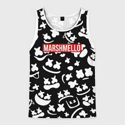Майка-безрукавка мужская Marshmello black pattern, цвет: 3D-белый