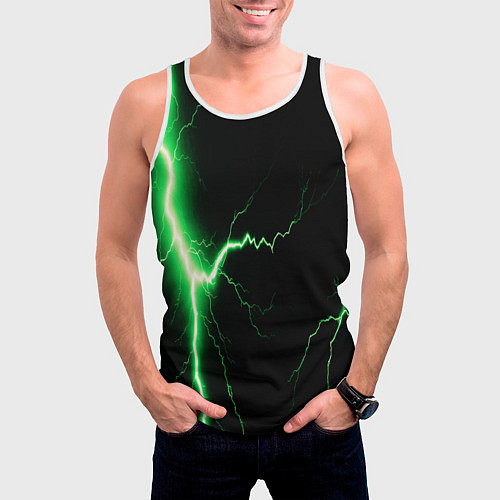Мужская майка без рукавов Lightning green / 3D-Белый – фото 3