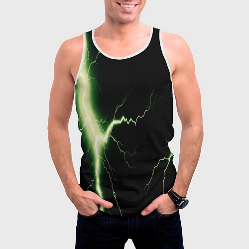 Мужская майка без рукавов Lightning yellow текстура / 3D-Белый – фото 3
