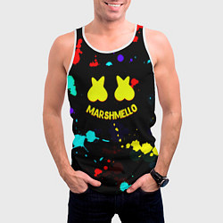 Майка-безрукавка мужская Marshmello краски цветные, цвет: 3D-белый — фото 2
