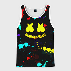 Майка-безрукавка мужская Marshmello краски цветные, цвет: 3D-белый