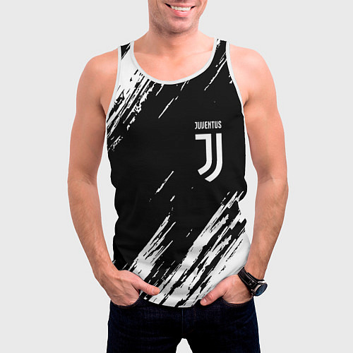Мужская майка без рукавов Juventus штрихи красок / 3D-Белый – фото 3