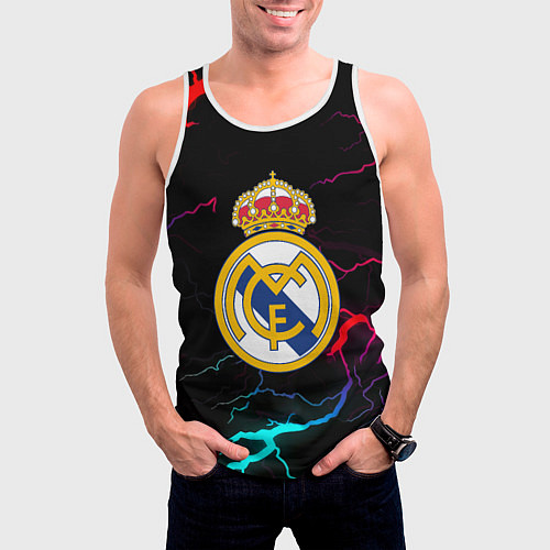Мужская майка без рукавов Real Madrid neon storm / 3D-Белый – фото 3
