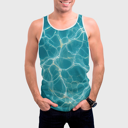Мужская майка без рукавов Текстура воды с бликами / 3D-Белый – фото 3