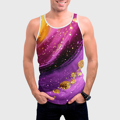 Мужская майка без рукавов Текстура с блеском / 3D-Белый – фото 3