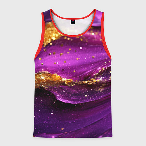 Мужская майка без рукавов Золотистая фиолетовая текстура / 3D-Красный – фото 1