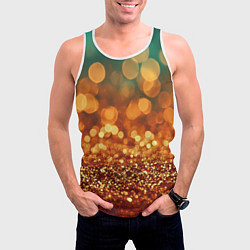 Майка-безрукавка мужская Золотистое боке текстура, цвет: 3D-белый — фото 2