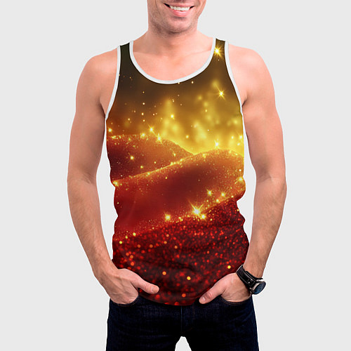 Мужская майка без рукавов Желто-красная блестящая текстура / 3D-Белый – фото 3