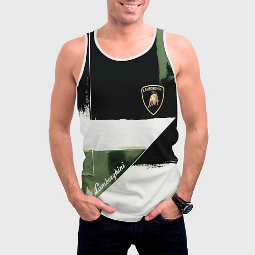Мужская майка без рукавов Ламборджини логотип / 3D-Белый – фото 3