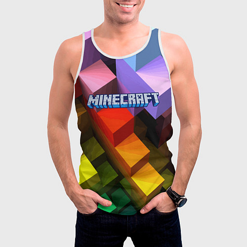 Мужская майка без рукавов Minecraft - pattern / 3D-Белый – фото 3