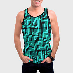Майка-безрукавка мужская Неоновый голубой объёмный эффект, цвет: 3D-черный — фото 2