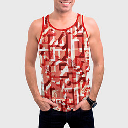 Майка-безрукавка мужская Красно-белый объёмный эффект, цвет: 3D-красный — фото 2