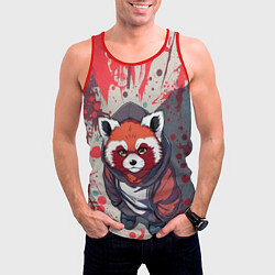 Майка-безрукавка мужская Красная панда в капюшоне, цвет: 3D-красный — фото 2