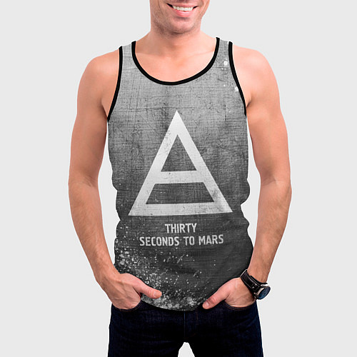 Мужская майка без рукавов Thirty Seconds to Mars - grey gradient / 3D-Черный – фото 3
