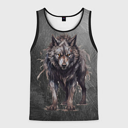 Майка-безрукавка мужская The fierce wolf, цвет: 3D-черный