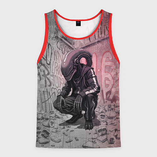 Мужская майка без рукавов Ксеноморф в розовых тонах / 3D-Красный – фото 1