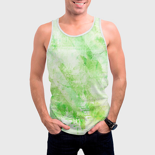 Мужская майка без рукавов Абстракция - light green atom / 3D-Белый – фото 3