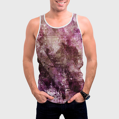 Мужская майка без рукавов Абстракция - dark trash atom with violet / 3D-Белый – фото 3